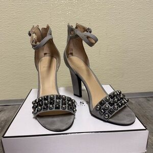 Gray Studded High Heel Sandals